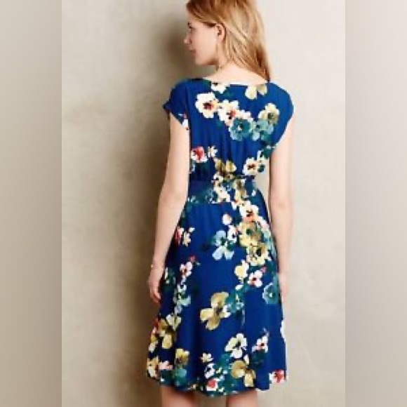 Maeve Anthropologie Evaline sleeveless A-line Floral Blue Dress S - Picture 2 of 13